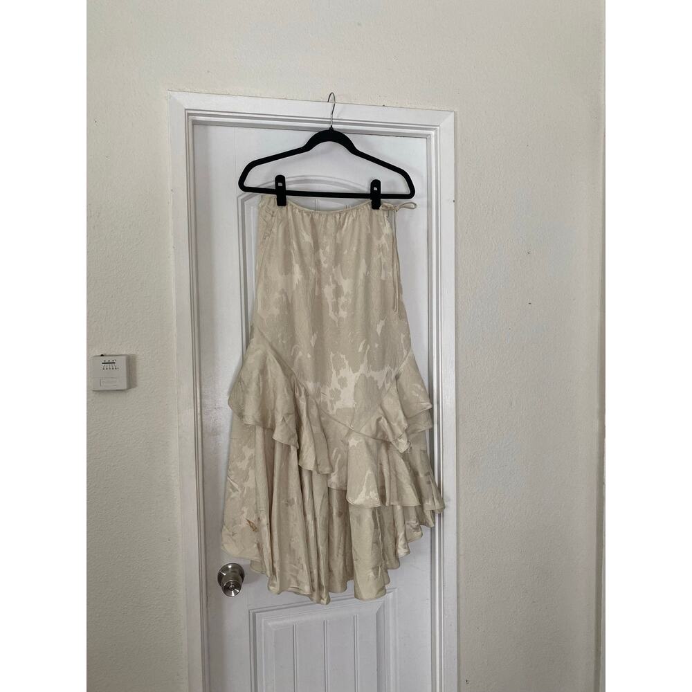NWT Free People Autumn Promenade Ruffle Maxi Skirt Ivory Size 2 - Picture 5 of 9